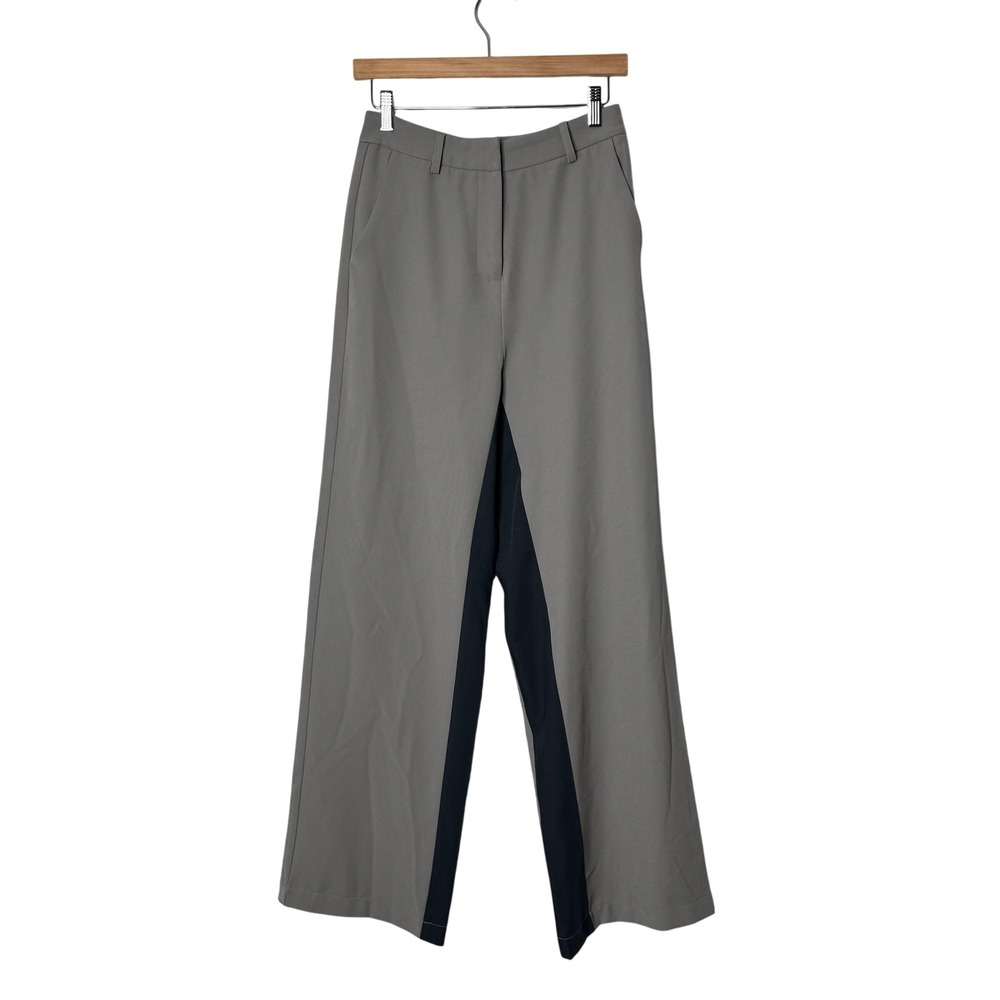 4th and Reckless Amur Two Tone Trousers Wide Leg Pants Gray Black Womens Small